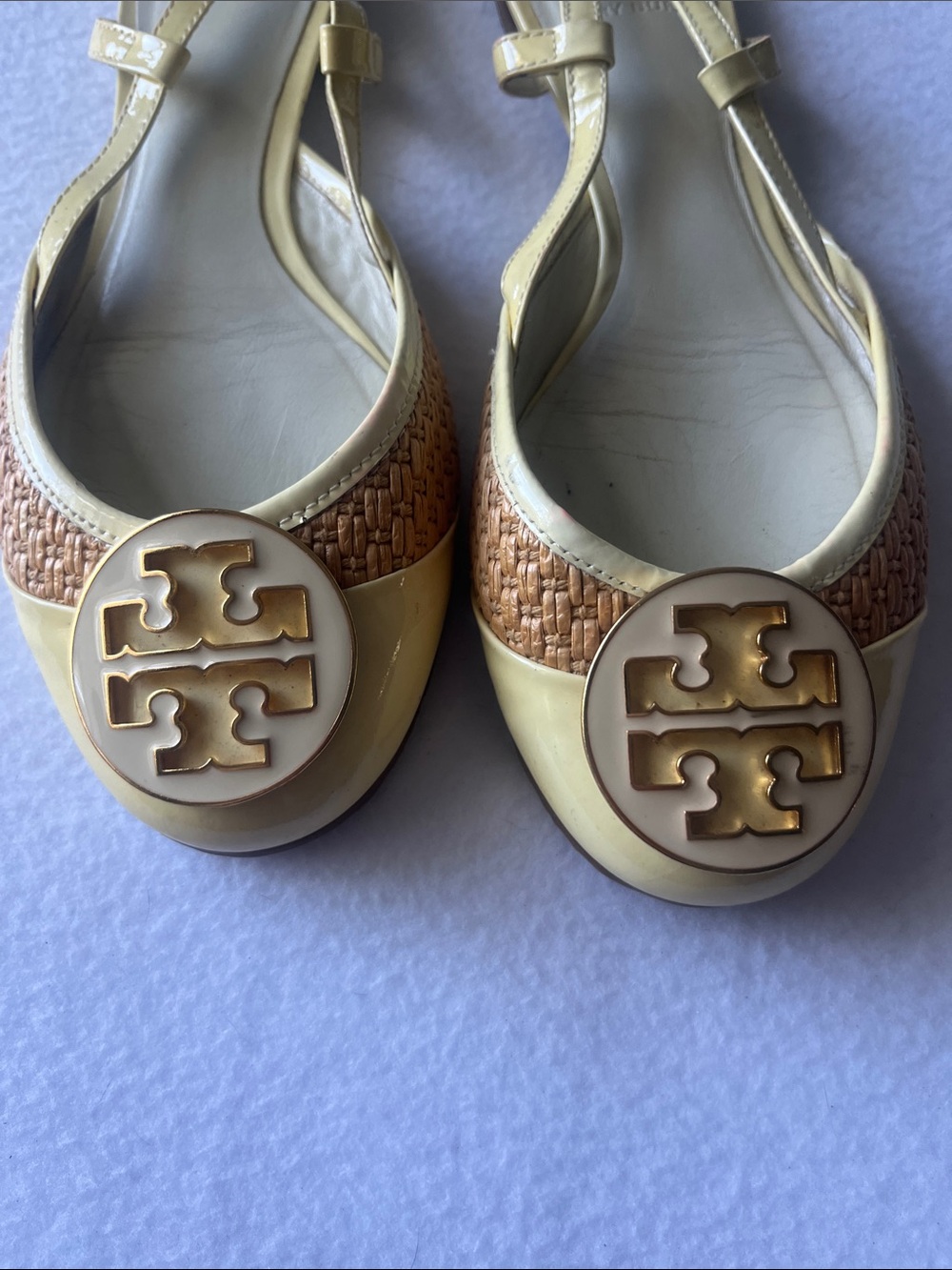 Tory Burch Randy Slingback Flat in Raffia & Yellow - Picture 7 of 8
